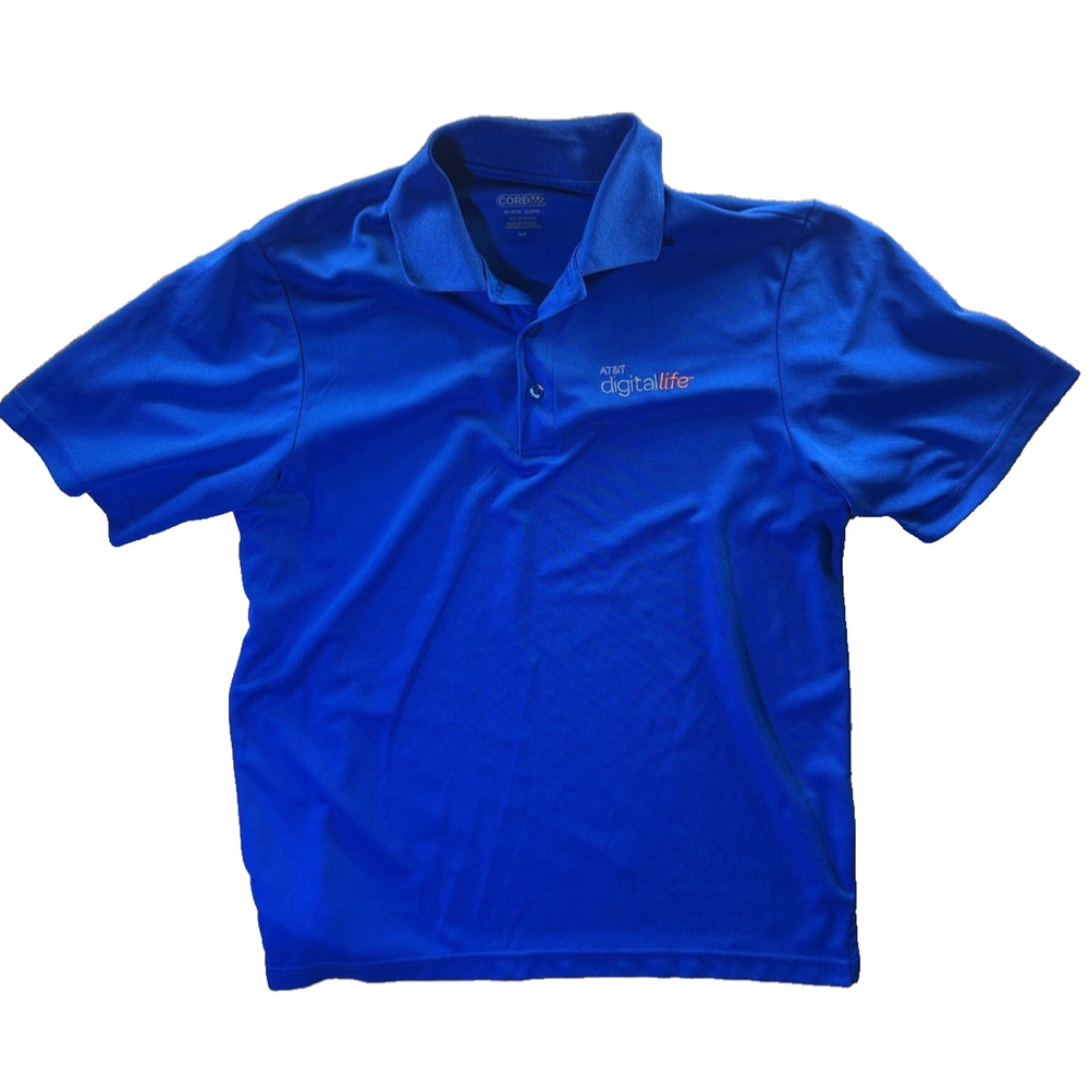 AT&T Digital Life Polo Shirt Blue Core365 Medium Embroidered Logo Work Uniform